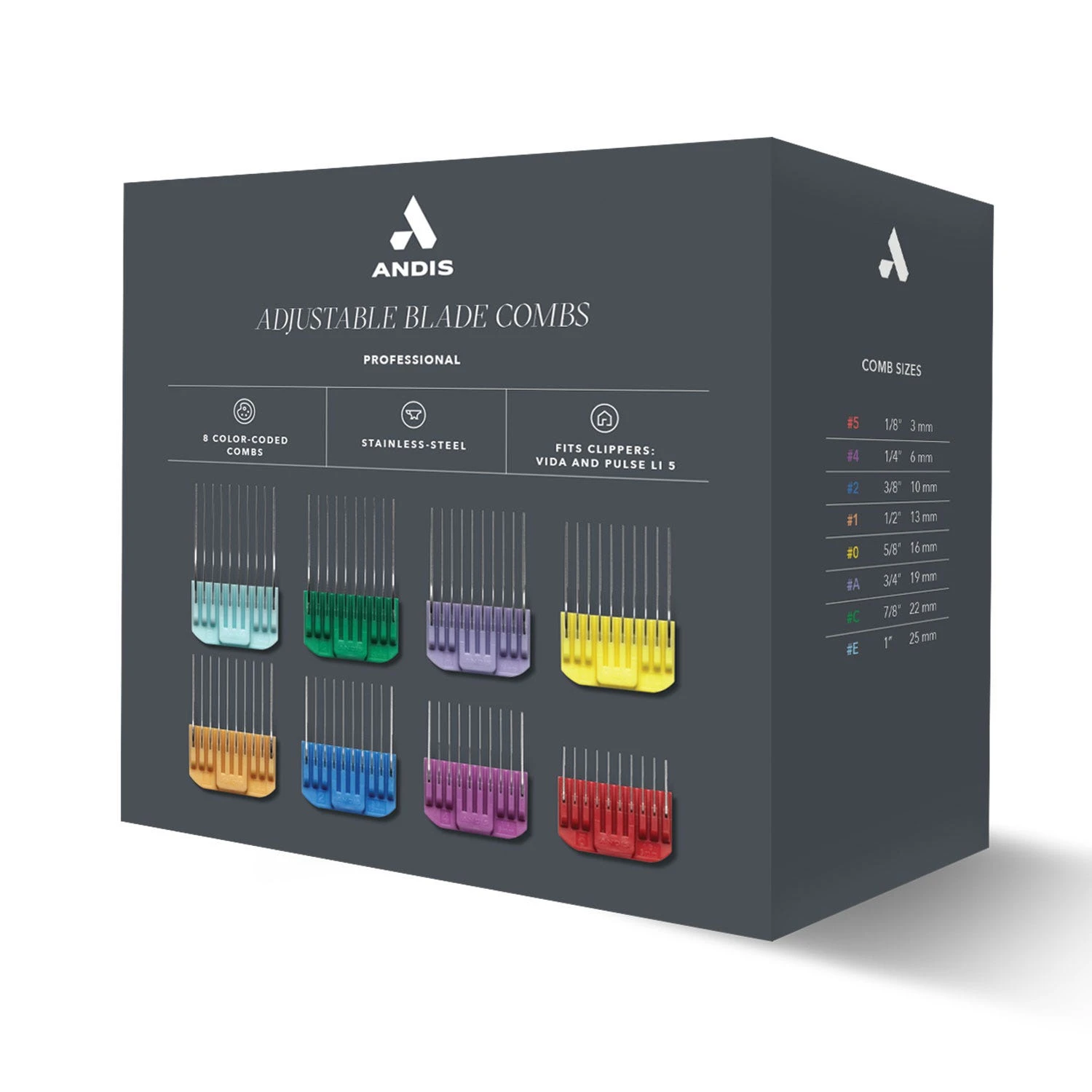 Andis Stainless Steel Adjustable Guide Comb Set, 8 Pcs 4 Andis Stainless Steel Adjustable Guide Comb Set, 8 Pcs - Image 4